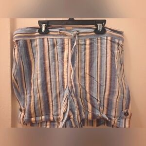 Striped linen drawstring shorts